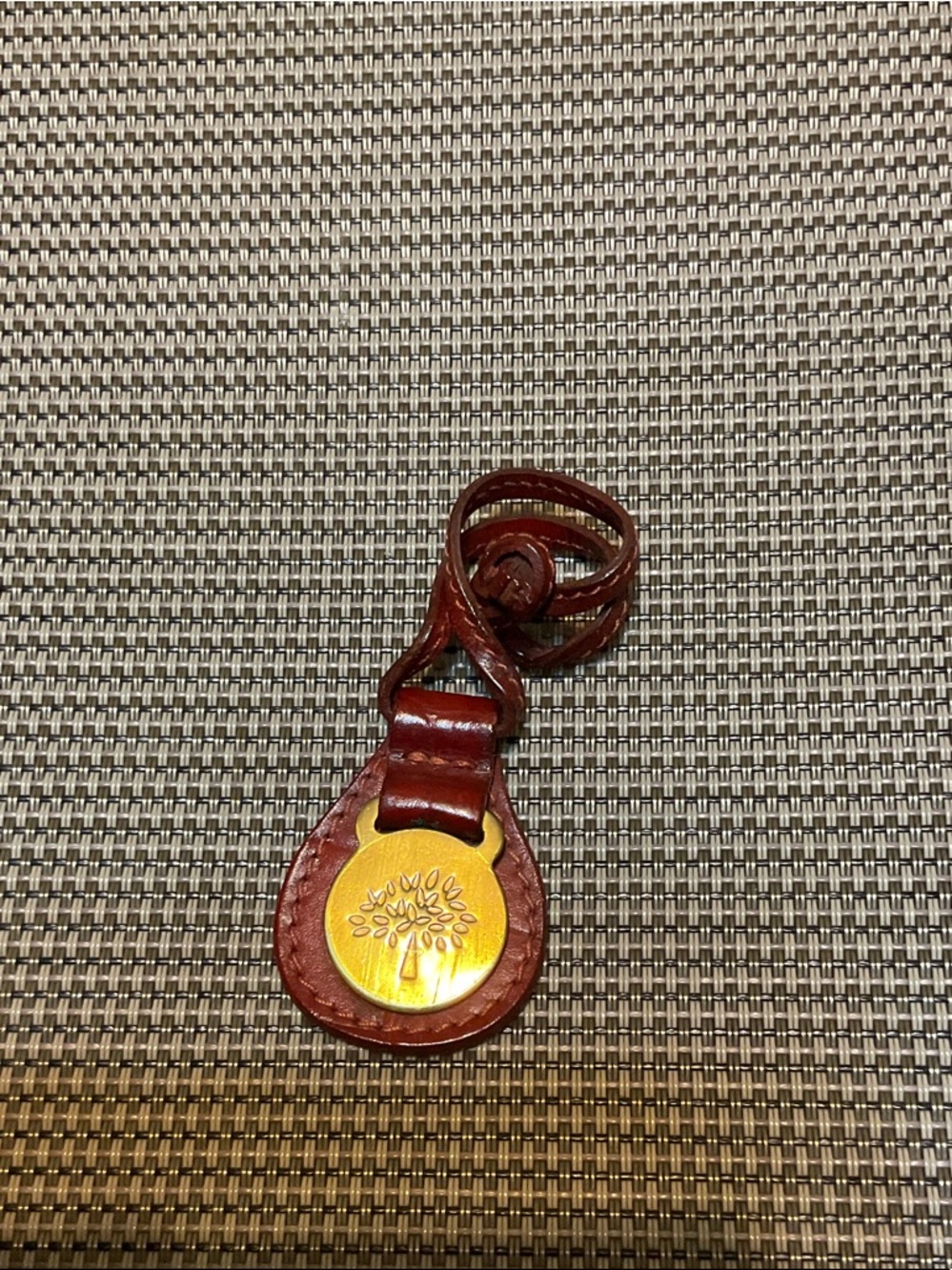 Mulberry Brown Leather Teardrop Key Fob with Strap